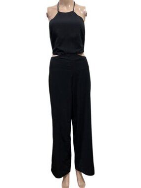 NWT BCBGeneration Women's Sleeveless Halter Neck Jumpsuit Black Medium
